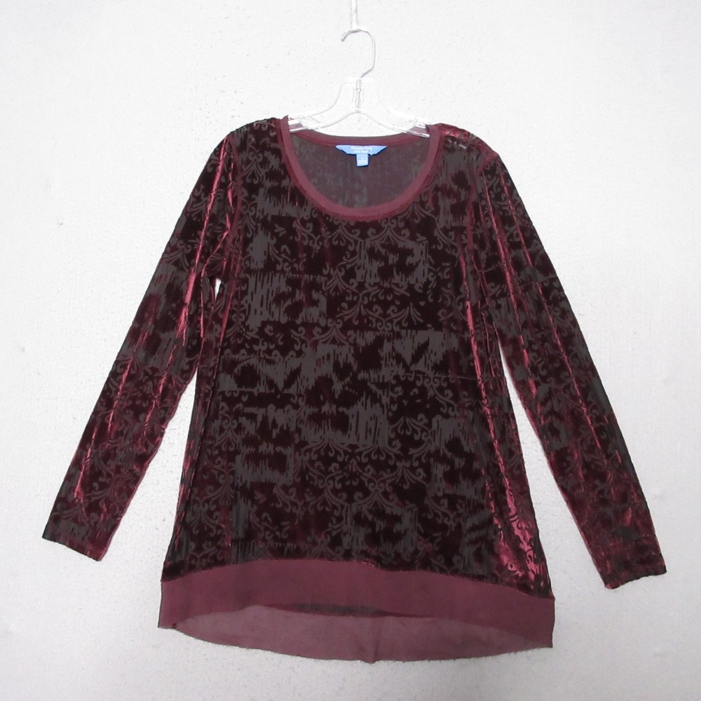 Simply Vera Wang Top Large Red Velvet Burnout Whimsigoth Fairy Grunge Holiday